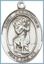 St Christopher Medal - Sterling Silver - Medium