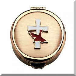 Gold Communion Pyx with Cross and Holy Spirit Dove