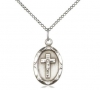 Oval Crucifix Pendant - Sterling Silver